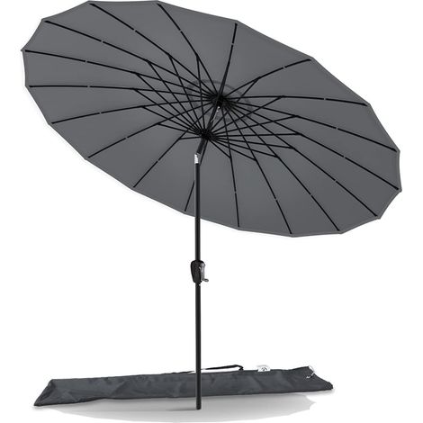 Parasol de Jardin Parasol Inclinable 270cm avec 18 Baleines Toile Protection UV pour Balcon Patio Terrasse Exterieur Gris (1/5)