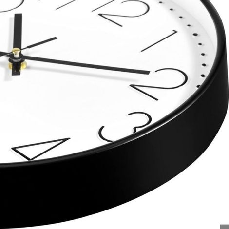 Horloge murale noire de 30,5 cm, silencieuse, sans tic-tac, à quartz, à piles, ronde, facile à lire, pour bureau, salle de class (1/4)