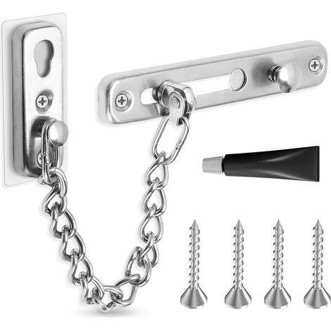 Türkette, Diebstahlsicherung aus Edelstahl mit 4 Schrauben, Sicherheitsschloss für Schlafzimmer, Innentüren, Haus, Hotel (silber) - AquaForge (1/5)
