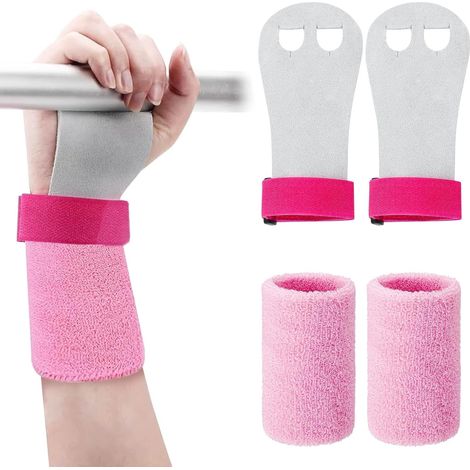 Lot de 4 grips de gymnastique pour enfants avec poignets, grips de traction pour enfants et adolescents, gants de protection de la paume pour s, et entraînement (1/5)