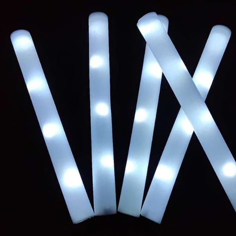 Bâtons lumineux LED, bâtons en mousse lumineuse, tubes lumineux, lumière noire, Födelsedag Vit White (1/5)