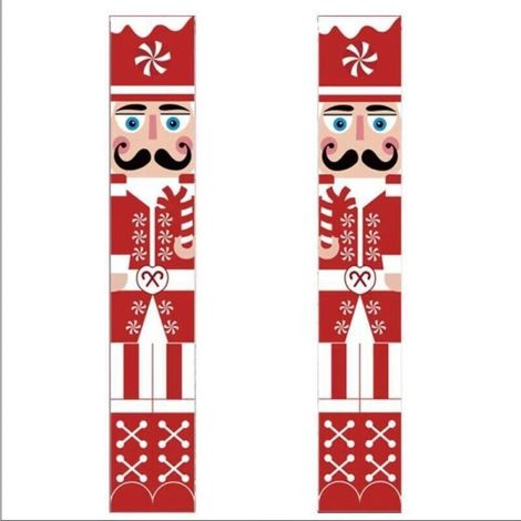 Panneau de porche de soldat Casse-Noisette, bannière suspendue à la porte d'entrée, bonbon de canne de Noël, décoration intérieure et extérieure de vacances de Noël le plus doux (1/4)