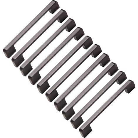 10 Möbelgriffe, 224 mm Lochabstand – Schwarze Küchentürgriffe, Stangengriffe, Schwarze Küchengriffe, 224 mm
