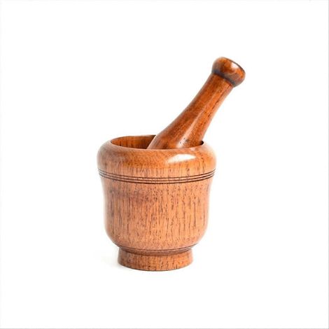 Mortier et pilon bois bois mortier pilon broyage bol ensemble (1/5)