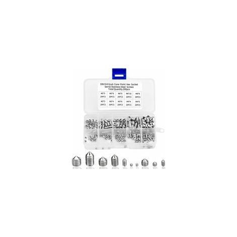 Lot de 200 vis sans tête hexagonales M3 à M8, acier inoxydable 304 – (1/5)