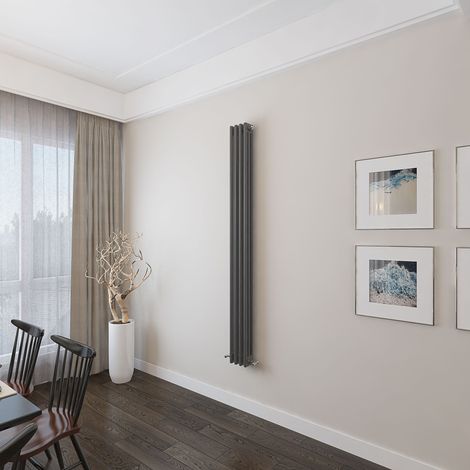 AICA 1800x200mm 3 Column Vertical Anthracite Radiator Central Heating Cast Iron Style (1/4)