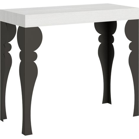 Console Extensible 90X40/300 Cm Paxon Frêne Blanc Structure Anthracite (1/5)
