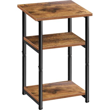 Bedside Table Nightstand Cabinet w/ Metal Frame Sofa Side Table Shelf (1/5)