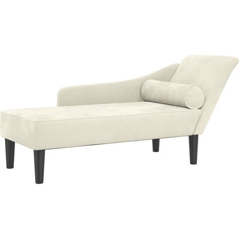 Méridienne chaise longue pour intérieur avec coussins crème velours crème DEC026071