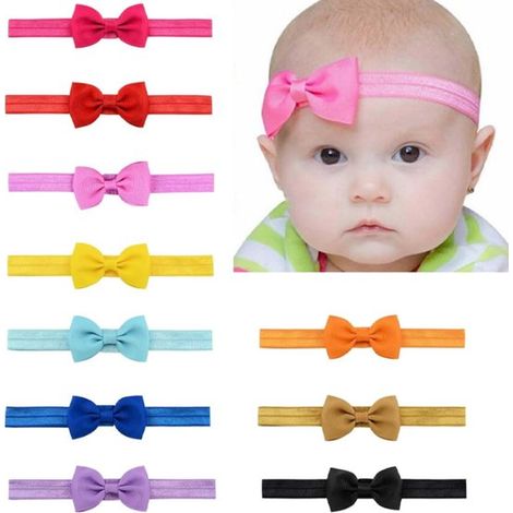 10er-Pack weiche, elastische Haarbänder mit Schleife für Babys und Mädchen im Alter von 0-3 Jahren (mehrfarbig) (1/5)