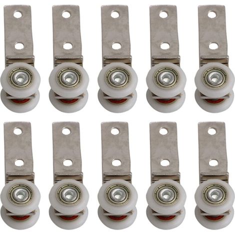 Blocco a rulli angolare da 2,5" x 0,75" con cuscinetto in metallo e due ruote in plastica per porte scorrevoli, finestre e armadi - Crezuo