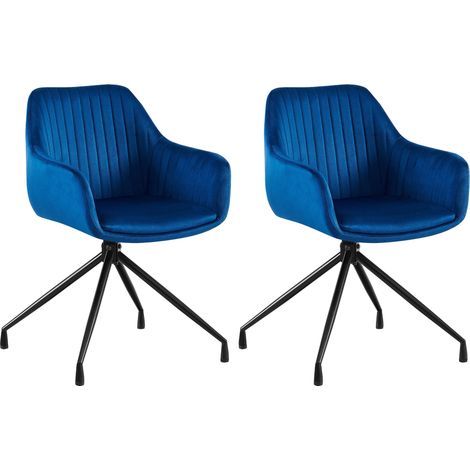 Conjunto de 2 sillones de terciopelo azul con base de estrella de metal negro – Silla cómoda de estilo contemporáneo 100007680 (1/5)