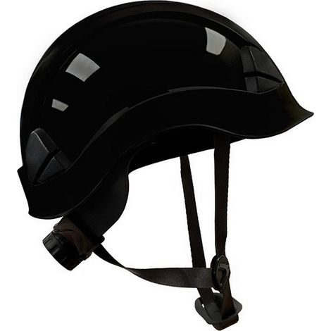 Casco negro con barboquejo