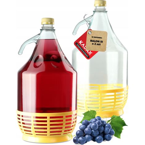 KADAX Weinballon, Glasballon für Wein, Weinfass aus glas, Gärballon, Fass für Wein aus Glas, Bügelfl (1/5)
