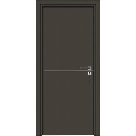 Bloc-porte pose fin de chantier collection PREMIUM Riva, H.204 x l.83 cm, aspect cuir basalte, réversible  - Reivilo