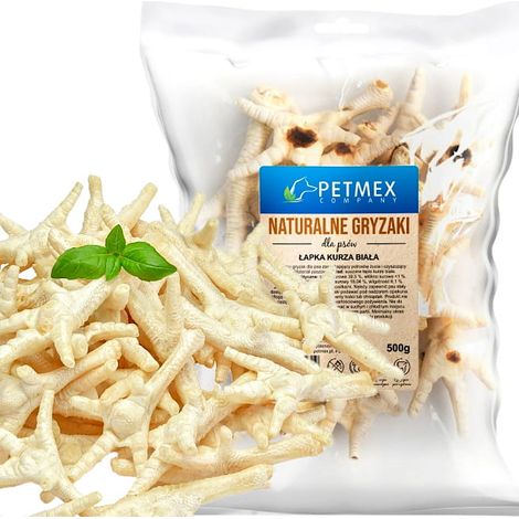 Masticables naturales para perros: Patas de pollo blancas secas, Petmex Feet 500 g (1/3)