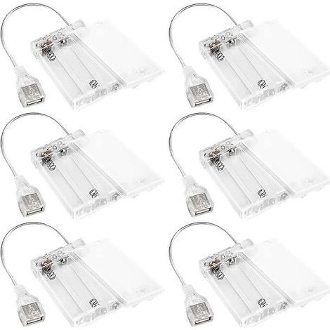 Packung mit 6 tragbaren 5V USB-Batterien mit Abdeckung für LED-Lampen, 3 AA-Batterien enthalten. (1/5)