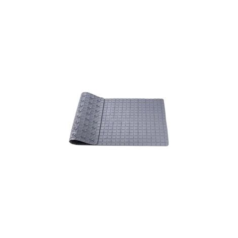Alfombrilla antideslizante para ducha y baño con ventosas, orificios de drenaje para bañeras y duchas, antimoho, 70 x 40 cm, gris - Crezuo (1/4)