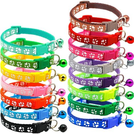 Lot de 15 Colliers pour Chat et Chiot Réglables, Collier Chaton Anti-Étranglement en Nylon Doux, 15 Couleurs pour Identification Naissance, Accessoires pour Petits Chiens et Chats (1/5)