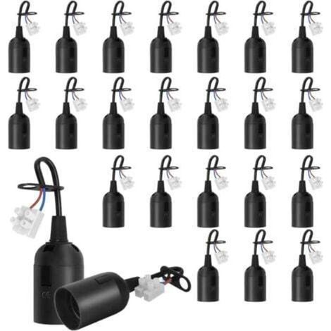 [JAMAIS UTILISÉ] 24 pièces Douilles E27 avec câble, Douilles de chantier rénovation, Supports d’ampoule E27 remplacement avec câble pour ampoules LED, halogènes et incandescentes, Noir (1/4)