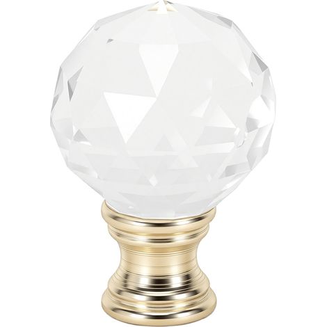 Boule de cristal à facettes, bouton supérieur en plastique haute transparence avec Base en métal galvanisé pour la décoration, or (1/5)