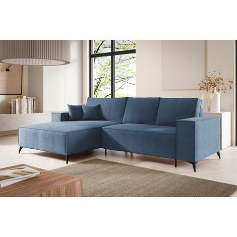 Ecksofa Schlafsofa FIORE Stoff ARAGON Dunkelblau Ottomane Links (1/5)