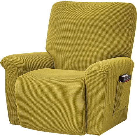 Housse élastique pour fauteuil inclinable, housse unie, housse toutes saisons, jaune (1/5)