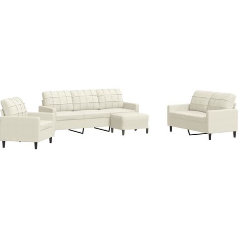 vidaXL Set di Divani 4 pz con Cuscini Crema in Velluto