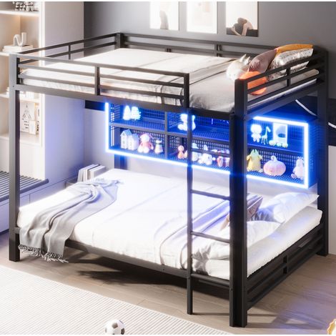 Letto a Castello 140x200 cm con Struttura in Metallo Nero (1/5)