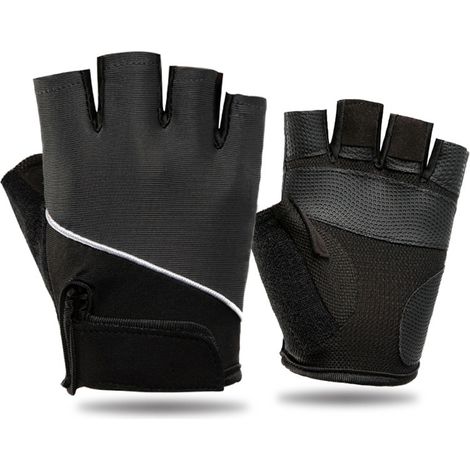 Men's and women's black and Grey weight lifting Gloves - Breathable half finger exercise gloves,No label black (1/5)