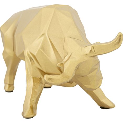 Scultura Toro geometrico in resina dorata (1/5)