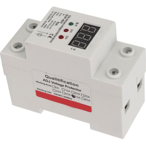 Automatischer Leitungsschutzschalter 230 V, einphasig, LED-Digitalanzeige, Über- und Unterspannungsschutz, 63 A (1/5)