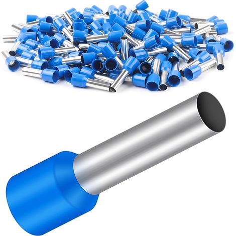 Lot de 150 embouts de câble, 16 mm², 18 mm de long, en polypropylène, partiellement isolés, en cuivre étamé, bleu (16 mm² x 18 mm) (1/5)