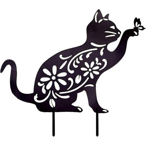 Chat évidé, balancier de jardin en métal, décoration de paysage de peinture au four créative ironcraft plugin (1/5)