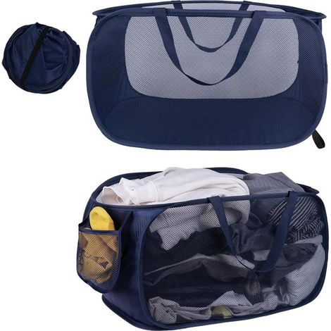 Lot De 2 Panier À Linge Pliable En Maille Avec Manipuler Pop Up Pour Chambre À Coucher, Chambre D'enfant Et Voyage (1/5)