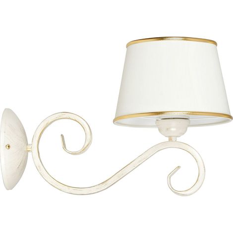 Applique murale Blanc Tissu Métal E27 Shabby Chic