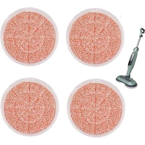 Set di 4 panni di ricambio rotondi per scope a vapore, panni di ricambio per scope rotanti, panni per la pulizia dei pavimenti, rimozione di macchie e polvere, lavaggio a secco e a umido. (1/5)