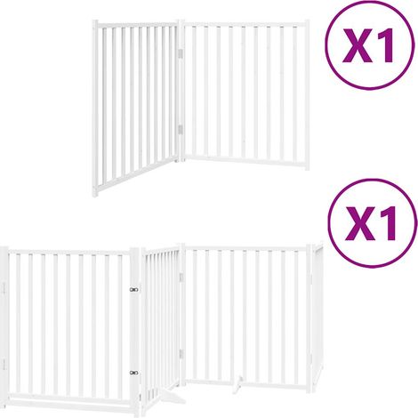 Barrière de sécurité pour chien animaux de compagnie porte pliable 6panneaux bois peuplier blanc