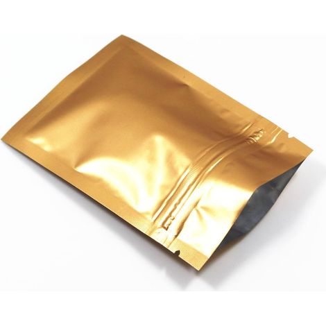 100 Morceaux Film Aluminium Paquet Sac Fermeture Éclair Top Plat Mylar Sachets Café Stockage (7x10cm (2.7x3.9 inch), Or) (1/4)