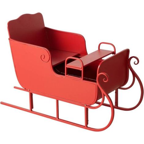 Traineau de noël décoratif en métal laqué rouge mate 105cm (1/5)
