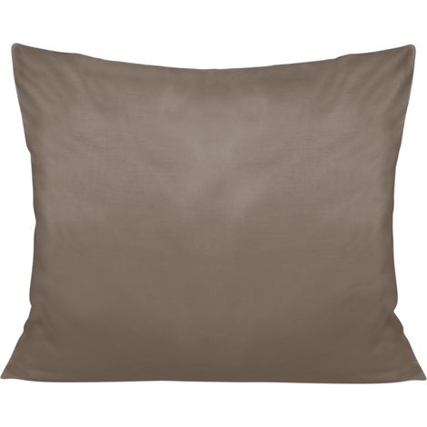 Taie d'oreiller 50x70 cm en satin de coton, brun sépia, lisse (1/3)