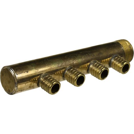 Collecteur 3/4" (20/27) Mâle-Bouchonné 4 piquages à glissement pour tube PER diamètre 16 compris 4 bagues de 16 (1/5)