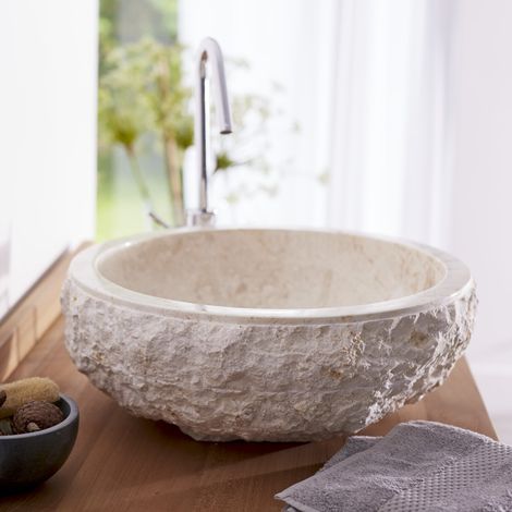 Tikamoon Scrula Vasque en marbre H 17 cm × L 45 cm × P 45 cm (1/4)