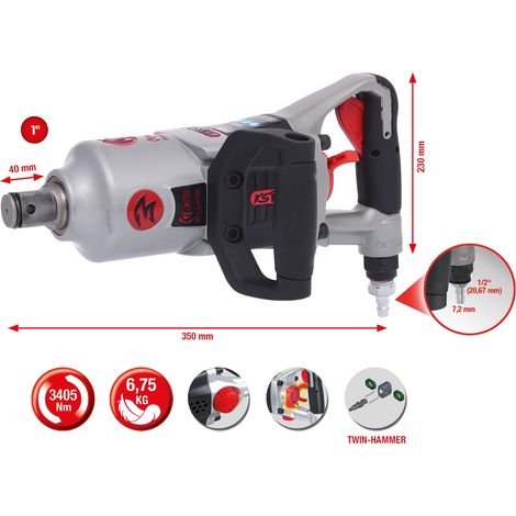 KS TOOLS 1" superMONSTER Llave de impacto neumática de alto rendimiento 3.405 Nm - 515.3270 (1/5)