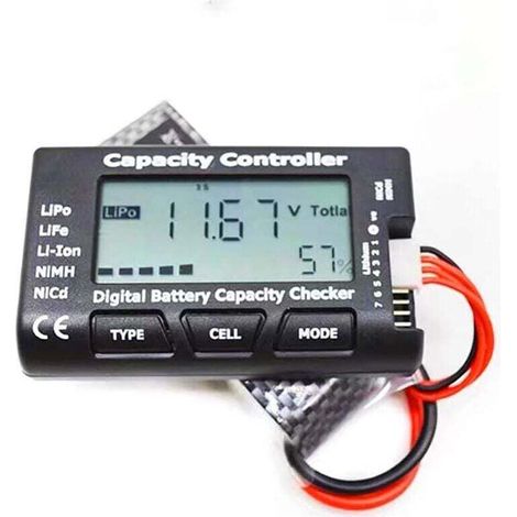 Digitaler Akku-Kapazitätstester, Akku-Kapazitäts- und Spannungsprüfer mit LCD-Bildschirm für LiPo-, NiMH- und Li-Ion-Akkus – Crezuo