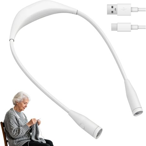 Wiederaufladbare LED-Nackenleuchte mit USB-C-Anschluss zum Lesen, Stricken und Nähen, freihändige Leselampe mit 3 Farben und 9 Helligkeitsstufen, 360° flexibler Arm, lange Akkulaufzeit