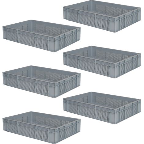 BRB 6 Euro Conteneurs avec 2 poignées, (L x l x h) 600x400x125 mm, 23 litres, perforé, gris