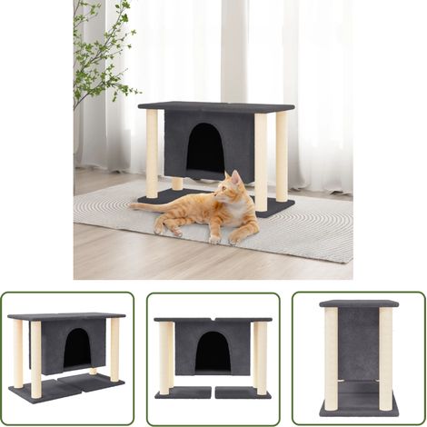 The Living Store Kratzbaum mit Sisal-Kratzsäulen Dunkelgrau 50 cm - Katzenkratzbaum - Kratzbaum Sisal - Katzenmöbel - Katzenkletterbaum - Katzensofa (1/5)