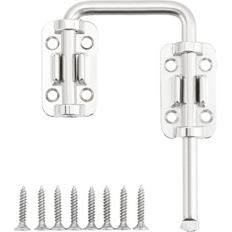 Verrous Loquet Porte Extérieur,10x8 CM, Verrou Porte Loquet Pratique, Verrou Porte Interieure en Acier Inoxydablede, Loquet Porte Coulissante Pour Portes, Fenêtres, Clôtures, Argent (1/5)