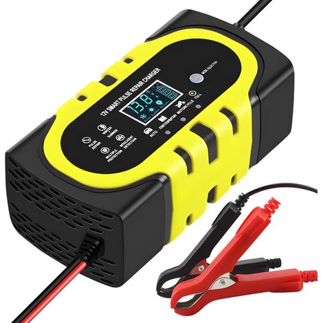 12V/10A Chargeur de Batterie Intelligent, Chargeur Batterie Moto avec Écran LCD, Chargeur Batterie Voitures, avec Automatique Réparation Fonction, pour Voiture Moto Camion Batteries (1/5)